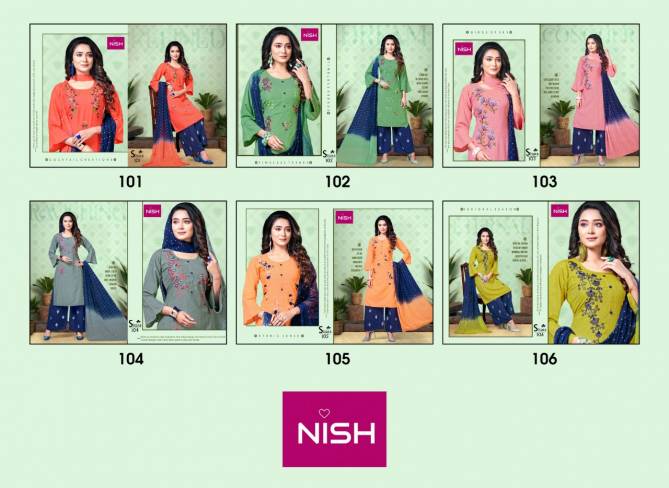 Nish Sitara Ethnic Wear Embroidery Work Rayon Designer Ready Made Collection
